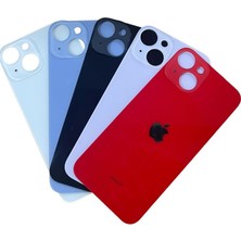 Uyumlu Iphone 14 Arka Kapak Süper Kalite Cam -Lazer Kesim Mavi