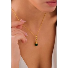 14 Ayar Altın Yeşil Nar Tanesi Kolye