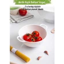 Akrilik Beyaz Mini Pirinç Süzgeçi & Bakliyat Süzgeçi (3 Su Bardağı Ölçülü)