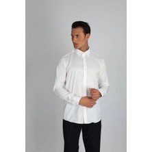 Enzo Ferrettı EF16 S 901 Beyaz Non-Iron  Çift Kat Iplik, Slım Fıt,erkek Gömlek