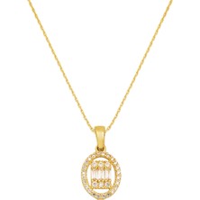 Oval Baget Kolye 14 Ayar Altın