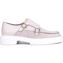 Shoetyle - Bej Hakiki Süet, Deri Tokalı Erkek Klasik Ayakkabı 115-K575