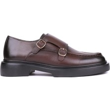 Shoetyle - Kahverengi Hakiki Deri Tokalı Erkek Klasik Ayakkabı 115-K575