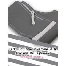 Bmw E92 Gri Özel Süper Deri Beyaz Yüzüklü Dikişli Direksiyon Kılıfı