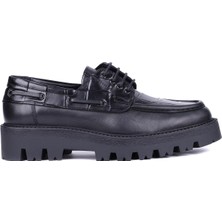 Shoetyle - Siyah Hakiki Deri Croco Desen Bağcıklı Erkek Günlük Ayakkabı 115-K512