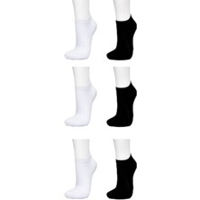 Kadın Bambu Siyah Beyaz Dikişsiz Kısa Çorap 6'lı