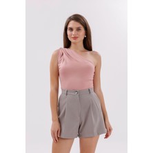 Genius Store Fundachoosesxgenius Kadın Pileli Şort Iç Göstermez Lamineli Kadın Şort Pileli-Şort