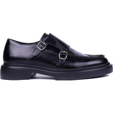 Shoetyle - Siyah Hakiki Açma Deri Tokalı Erkek Klasik Ayakkabı 115-K575