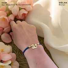 Altın Plakalı 14 Ayar Oğlak Burçlarına Özel Kuğu Kuşu Motifli Mavi Örgülü Hediye BILEKLIK-604BURÇ