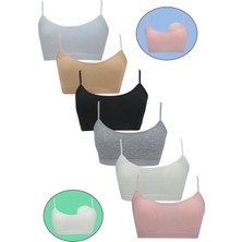 Bonbonetti Chocolate Baby&Kids 6'lı Dondeza Genç Kız Pedli Pastel Renk Ip Askı Alıştırma Sütyeni Yarım Atlet Büstiyer