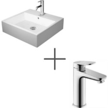 Duravit Vero Air 50 cm Lavabo ve Wave Lavabo Bataryası, Medium