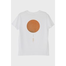 Nuugg Minimalist Güneş Sistemi Tasarımlı Bilim Beyaz Tişörtü