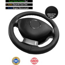 Opel Combo Özel Süper Deri Direksiyon Kılıfı, Siyah Nokta Desenli Özel Süper Deri Model