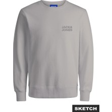 Jack & Jones Jack&Jones Logo Erkek Gri Yuvarlak Yaka Sweatshirt