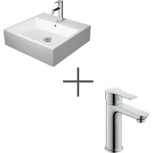 Duravit Vero Air 50 cm Lavabo ve A.1 Lavabo Bataryası, Medium