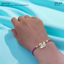 14 Ayar Altın Plakalı Ağustos Ayı Doğumları Için Mor Örgülü Kuğu Kuşu Figürlü Hediye BILEKLIK-605AY