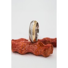 Çift Şerit Zirkon Taşlı Gümüş Bayan Alyans