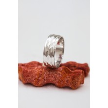 Ortası Baklava Desenli Unisex Gümüş Alyans