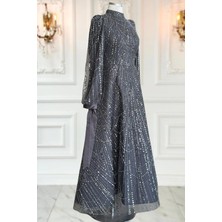 Amine Hüma Karina Abiye Elbise Antrasit