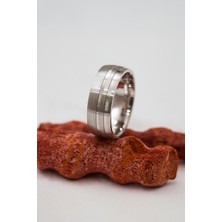 Rodyumlu Çok Şeritli Unisex Gümüş Alyans