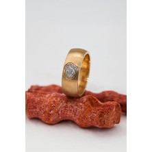 Kalp Desenli Broseli Rose Renk Bayan Gümüş Alyans