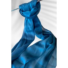 Amine Hüma Saten Dokulu Janjan Abiye Şal Parlement Mavisi