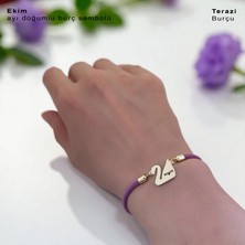 14 Ayar Plakalı Altın Ekim Ayı Doğumları Için Kuğu Kuşu Figürlü Mor Örgülü Hediye BILEKLIK-605AY