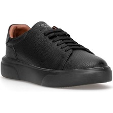 Lufian Tommy Siyah Deri Sneaker Erkekler İçin Düz Tabanlı Konforlu Ayakkabı