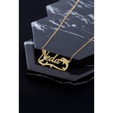 Altın Kaplama Yunus Motifli Çift İsimli Gümüş Bayan Kolye