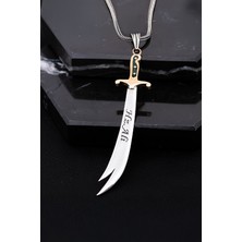 Gümüş Mineli Ya Ali Yazılı Zülfikar Erkek Kolye