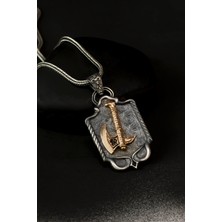 Özel Tasarım Vintage Balta Gümüş Erkek Kolye