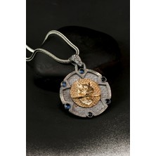 Özel Tasarım Zirkon Taşlı Bıçaklı Kurt Gümüş Erkek Kolye