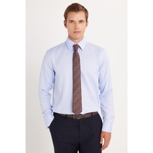 Regular Fit Mavi Non-Iron %100 Pamuk Doğa Dostu Ekoteks Belgeli Ütü Gerektirmez Gömlek