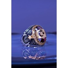 Silverplus Ayyıldızlı Faset Taşlı 925 Ayar Gümüş Erkek Yüzük