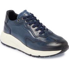 Tergan  Lacivert Hakiki Deri Erkek Sneaker - E24S1AY56975-D2R