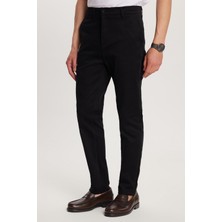Tudors Erkek Slim Fit Chino Esnek Yandan Cepli Önü Fermuarlı Pamuklu Dokulu Siyah Pantolon