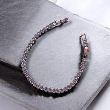 Oval Damla Mini Taşlı Sıralı Klipsli Kadın Çelik Bileklik