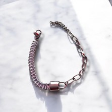 Yarı Zincirli Yarı Uzun Baget Taşlı Çelik Bileklik