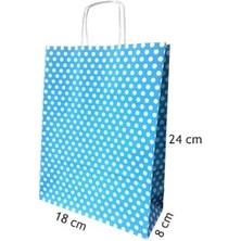 Home Mavi Puantiyeli Hediyelik Küçük Boy Kağıt Çanta 18X24X8CM