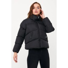 Kadın Siyah Oversize Şişme Mont 5006