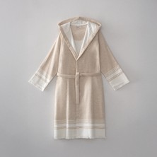 Ecocotton Erva Erkek Bornoz %100 Organik Pamuk Keten Melanj Bej