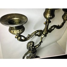 Bir Çift Avrupa Pirinç Şamdan 28 cm Yüksekliğinde