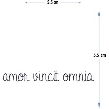 Tattoo MED-130 Yarı Kalıcı Amor Vincit Omnia-Aşk Herşeyi Yener Üstesinden Gelir Yazılı Dövme-Tatto