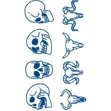 Tattoo GZ-555 Orta Boy Yarı Kalıcı Kurukafa ve Boynuzlu Kurukafa Desen Dövme-Tatto