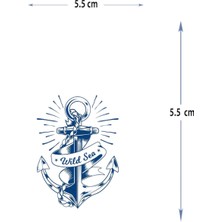 Tattoo MED-014 Yarı Kalıcı Wild Sea Yazılı Denizci Çapası Desen Dövme-Tatto