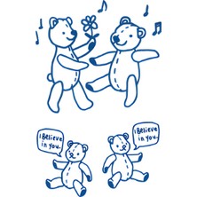 Tattoo GZ-358 Orta Boy Yarı Kalıcı Oyuncak Ayı Dörtlü Desen Dövme-Tatto