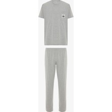 Gri Melanj Erkek Kısa Kollu Pijama Takımı
