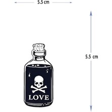 Tattoo MED-069 Yarı Kalıcı Kurukafa Love Tıpalı Şişe Iksir Desen Dövme-Tatto