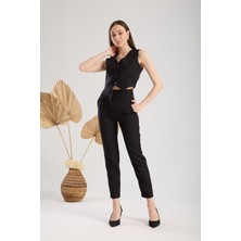 Yüksel Bel Dar Paça Toparlayıcı Kumaş Pantolon