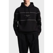 Emporio Armani Logolu Şerit Detaylı Regular Fit Kapüşonlu Sweat Erkek Sweat EM002885 AF17545 UC001